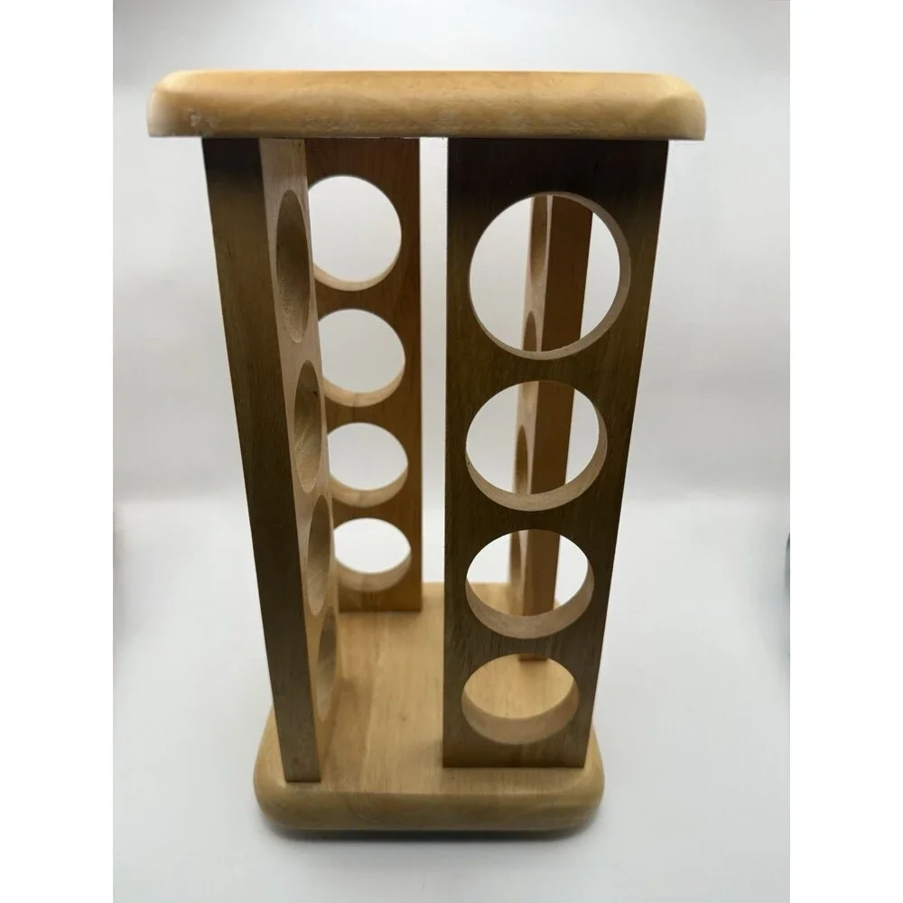 Kamenstein Wooden Rotating Spice Rack Carousel Countertop Organizer No Jars